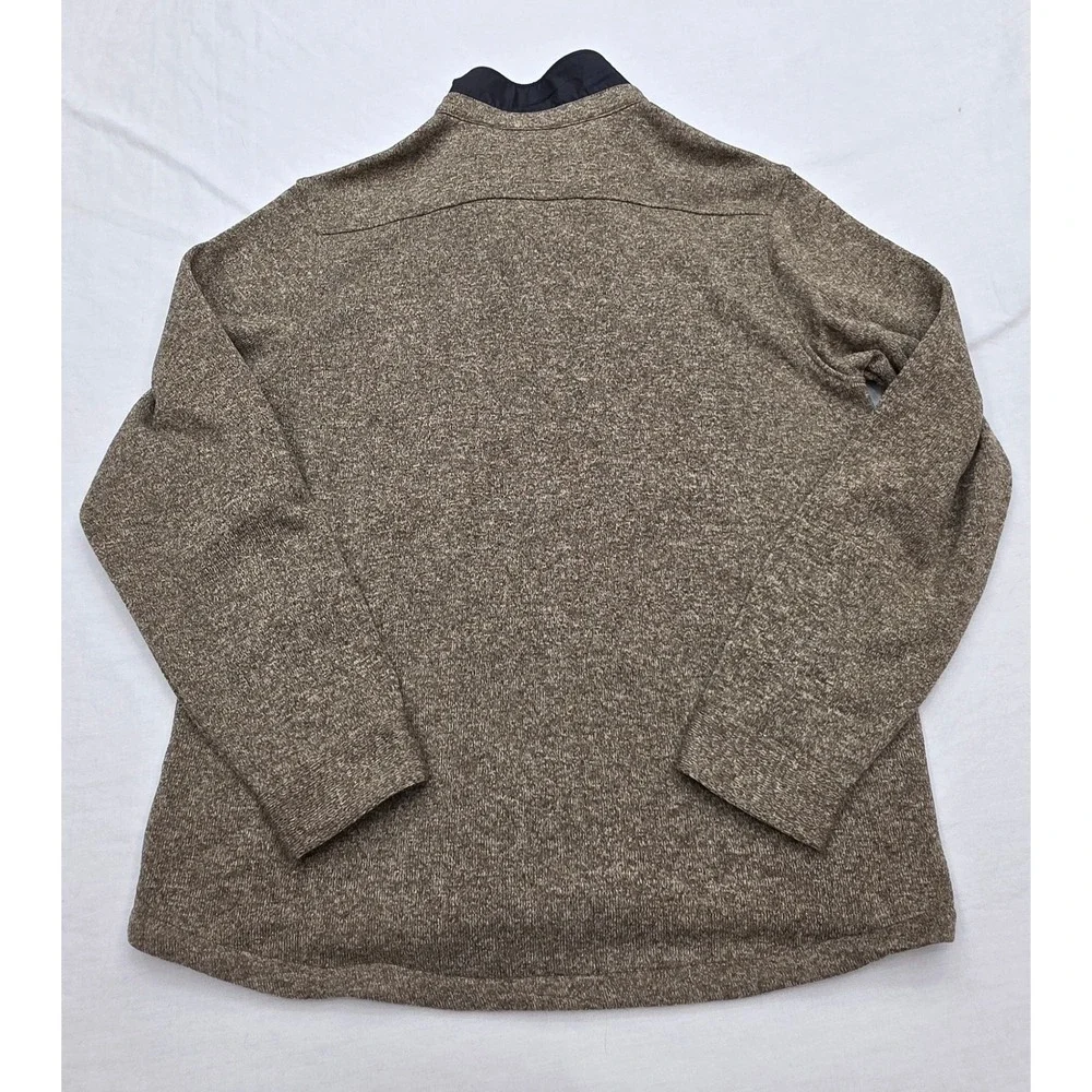 Eddie Bauer Mens Brown Fleece Lined Shirt Jacket Snap Front Large Heather Knit
